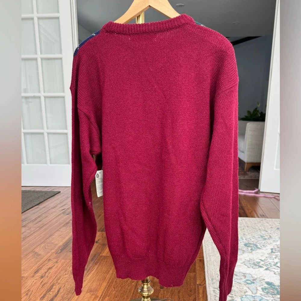 New John Ashford %100 wool crew neck sweater with argyle design size L - Picture 3 of 11